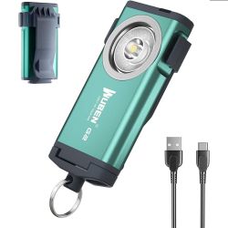 G2 mini flashlight key chain; 5 modes small Led flashlight; EDC key chain brightest flashlight magnetic cap clip.blue - as Pic (Color: green)