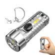 1pc Mini Portable LED Flashlight With Keychain; USB Charging Warning Light For Outdoor Camping Emergency - Transparent (Color: Transparent)